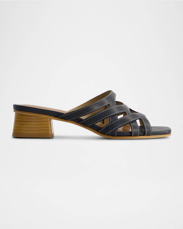 Jacin Caged Leather Slide Sandals